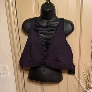 Black Lace-Up Workout Bra from Savage Fenty